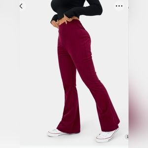 Mid rise side zipper Back Pocket Flare casual